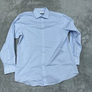 Calvin Klein Blue Regular Fit Stretch Shirt M Wrinkle-Free a1145